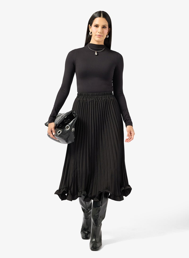 ELLA Pleated Skirt Wirh Ruffle Hem - Image 2